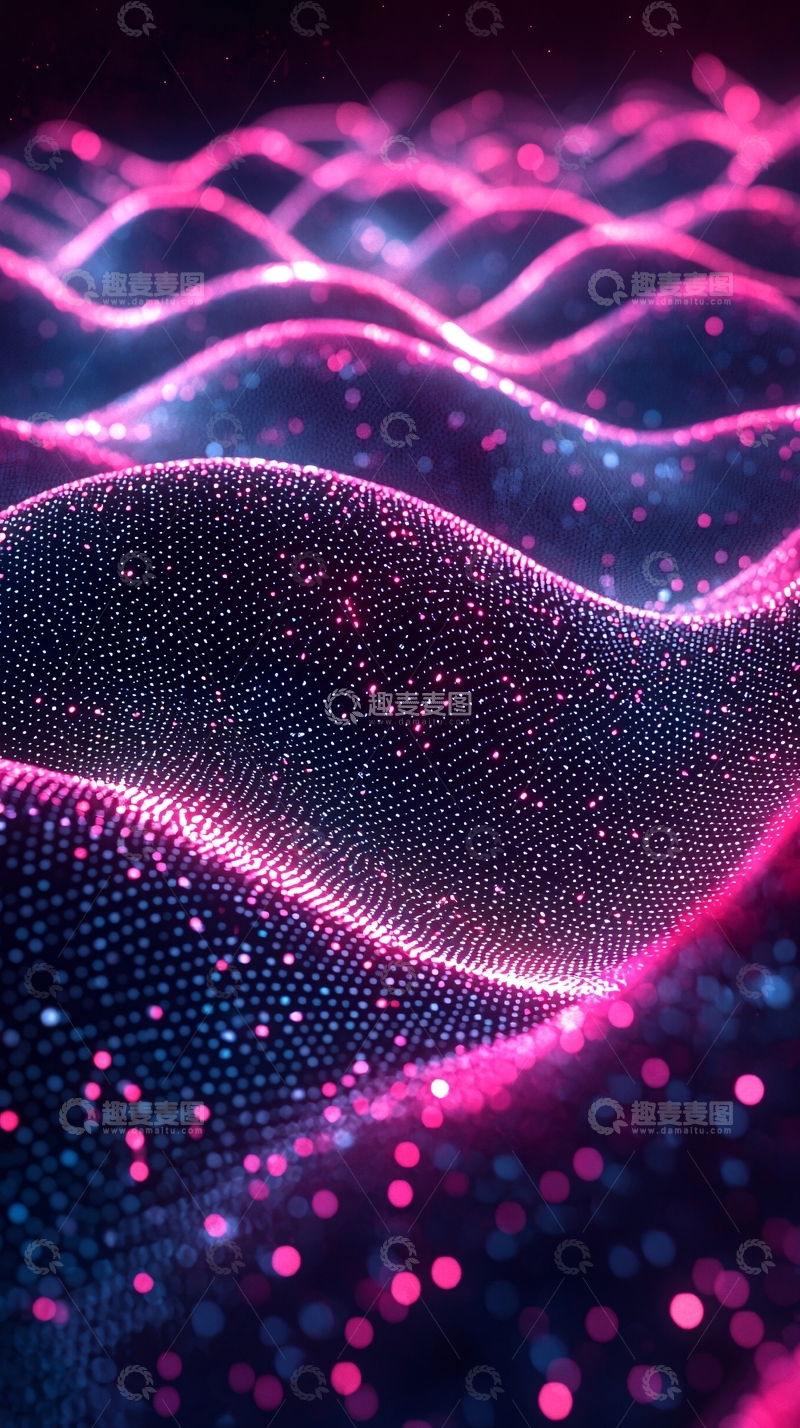 高清大图下载【趣麦麦图】粉色蓝色光点波浪抽象