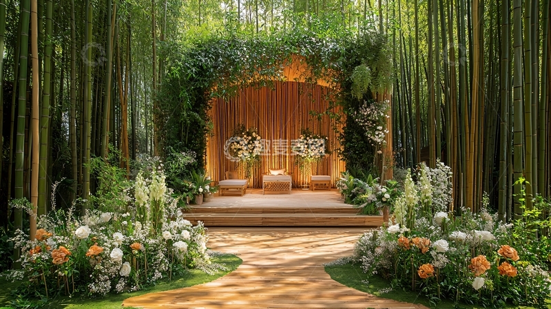 高清大图下载【趣麦麦图】竹林中的婚礼舞台