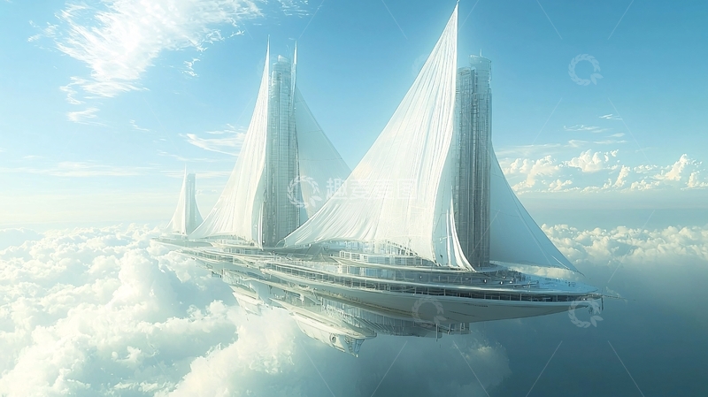 高清大图下载【趣麦麦图】云端飞船