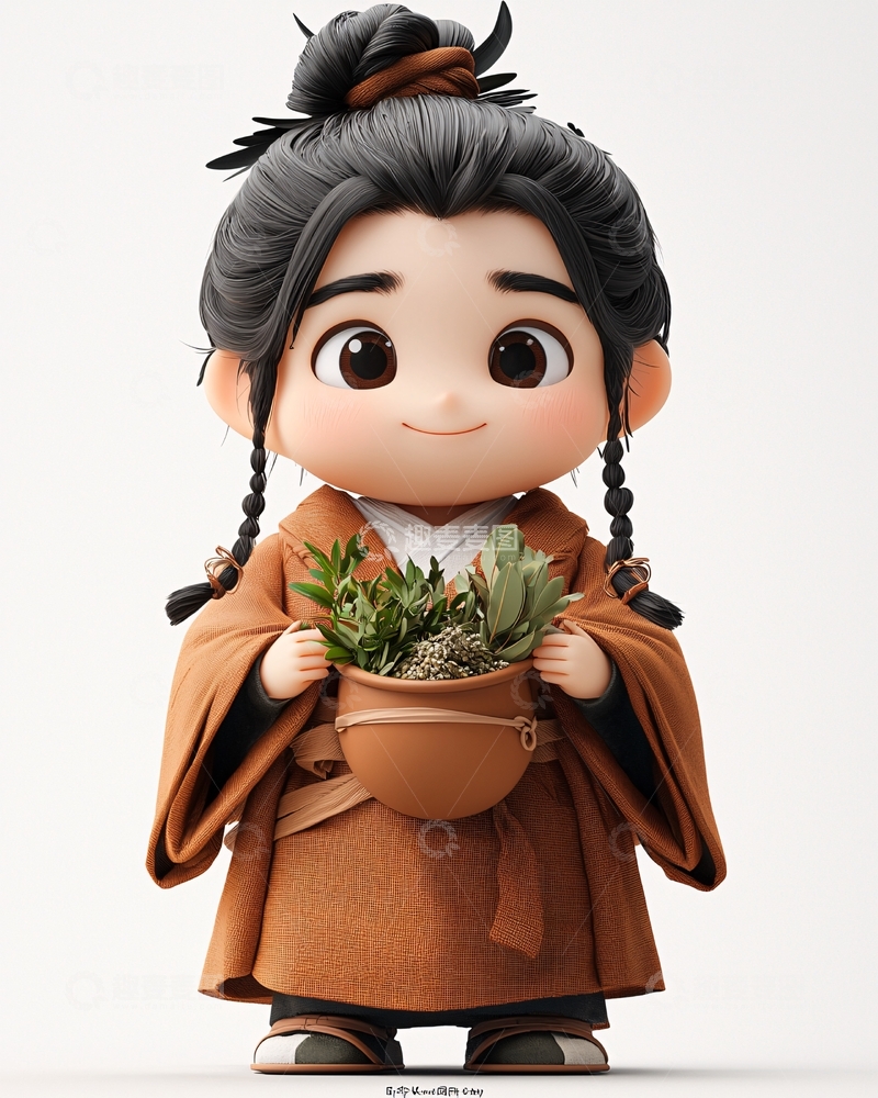 高清大图下载【趣麦麦图】卡通古风男童