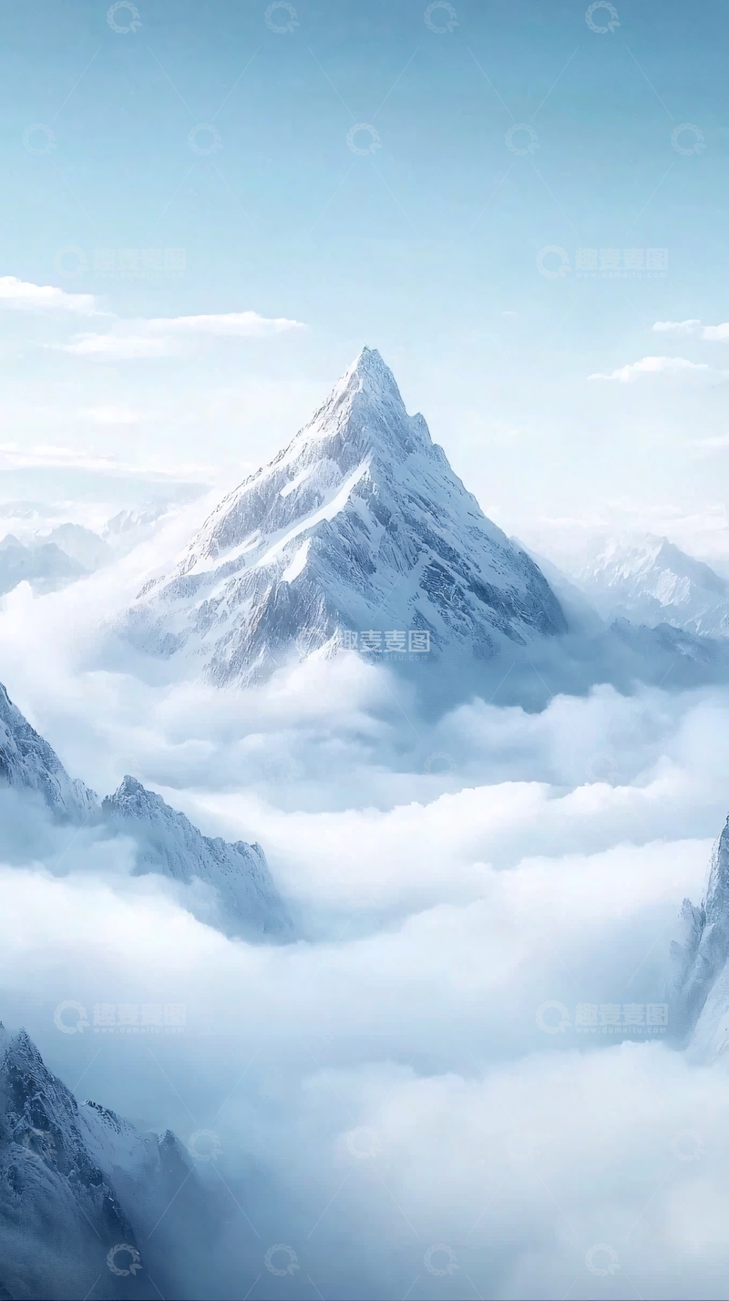 高清大图下载【趣麦麦图】云海之上的雪山