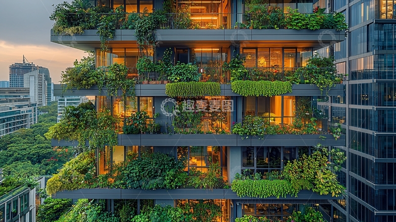 高清大图下载【趣麦麦图】绿植环绕的现代化建筑