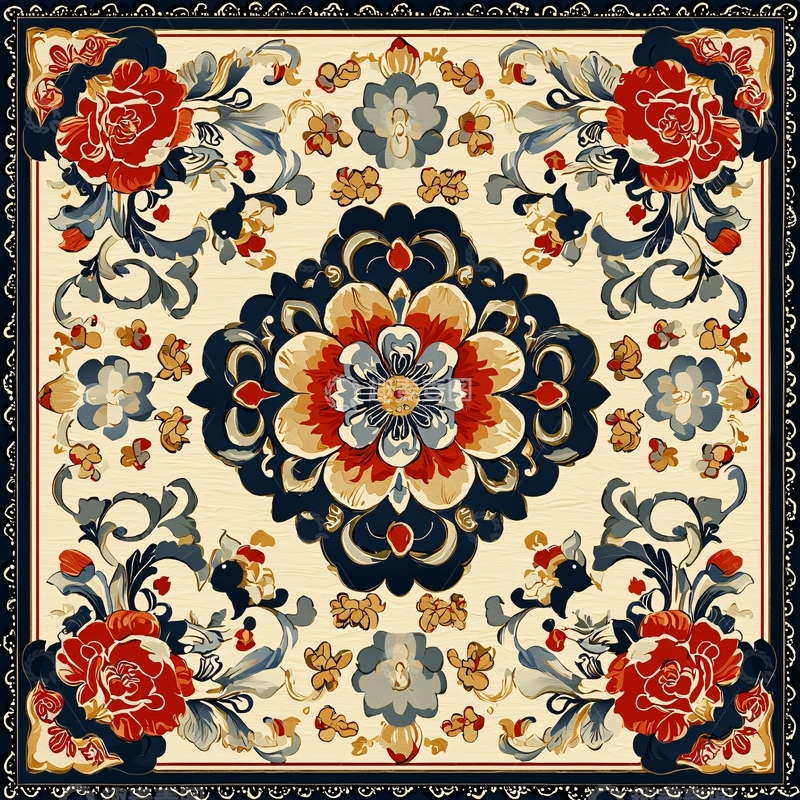 高清大图下载【趣麦麦图】花卉图案的方形设计