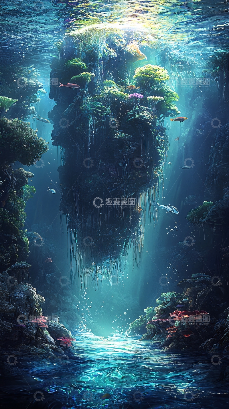 高清大图下载【趣麦麦图】海底悬浮岛屿