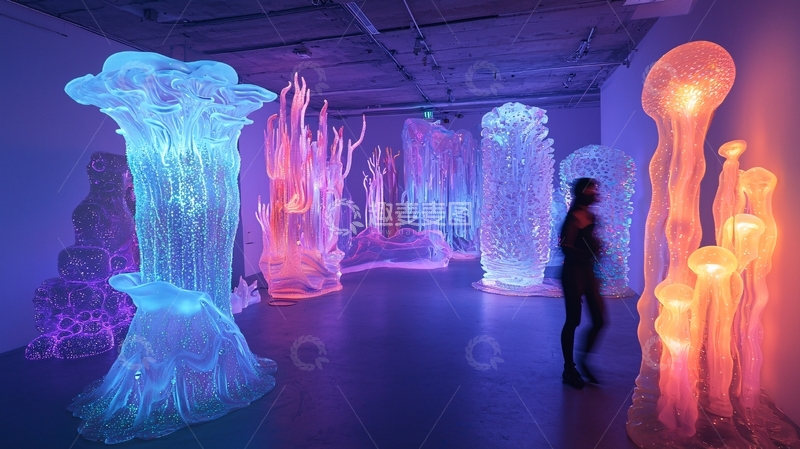 高清大图下载【趣麦麦图】梦幻多彩光影雕塑