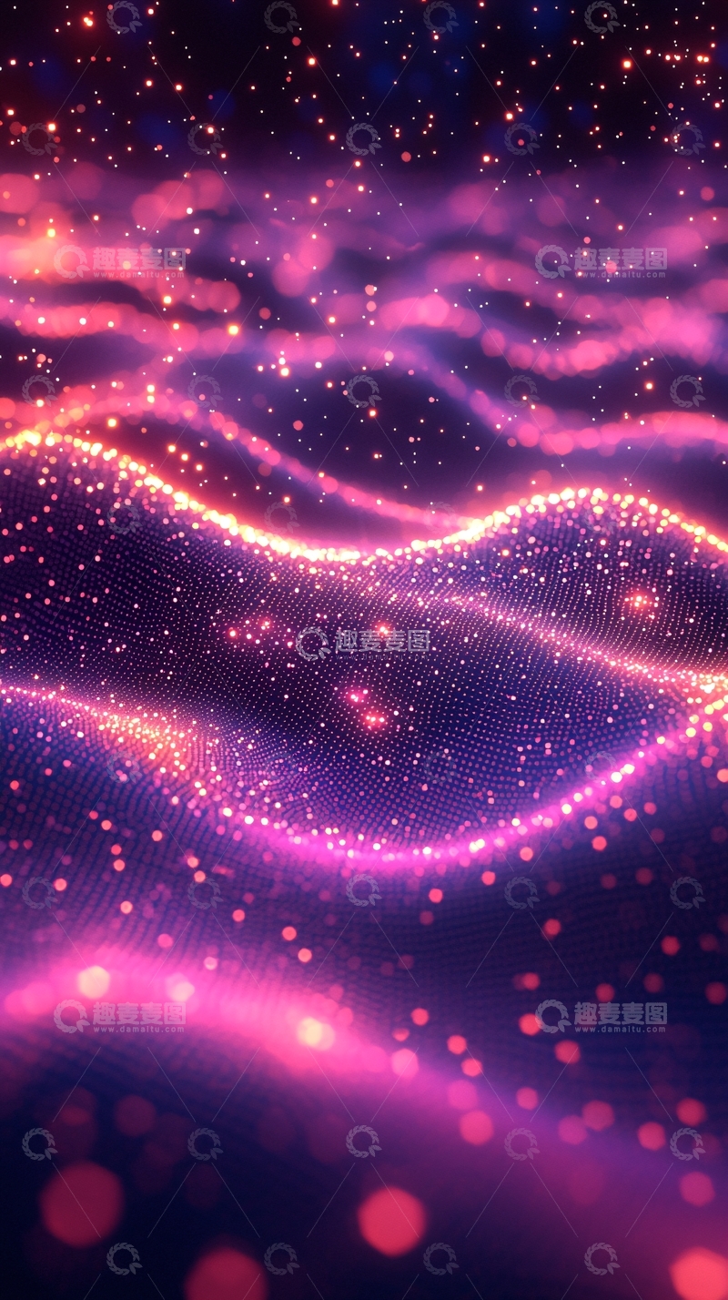 高清大图下载【趣麦麦图】紫色光点波浪背景