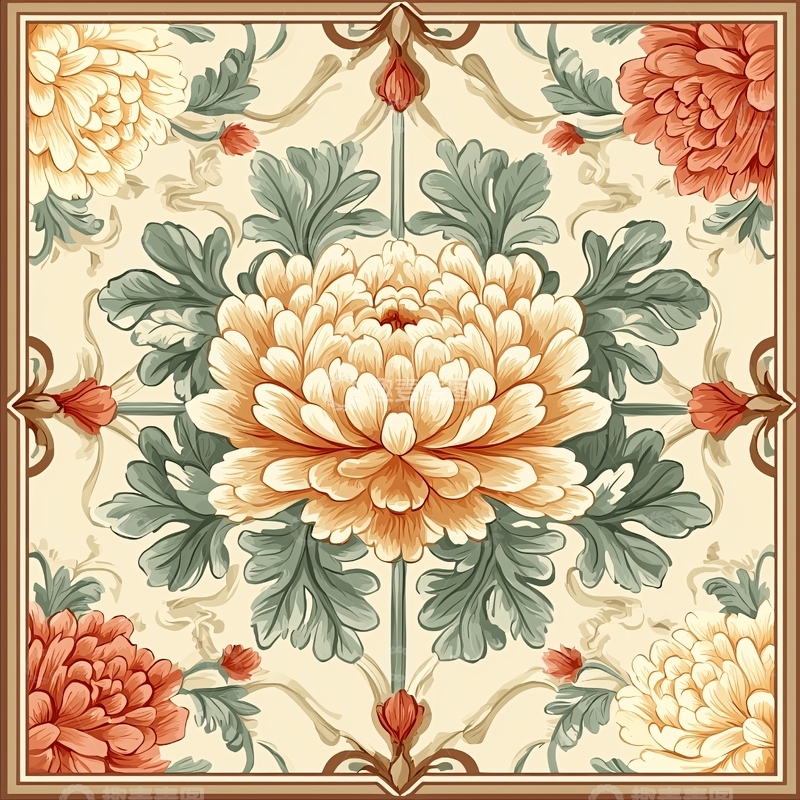 高清大图下载【趣麦麦图】中式花卉图案