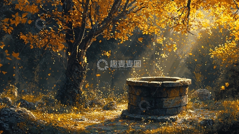 高清大图下载【趣麦麦图】秋日阳光下的古老水井