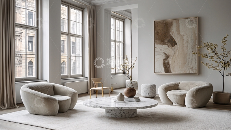 高清大图下载【趣麦麦图】-极简现代风格客厅