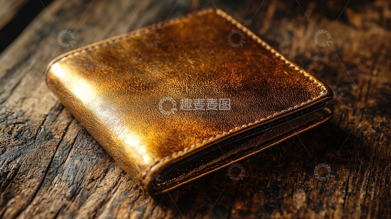 高清大图下载【趣麦麦图】复古金色真皮钱包