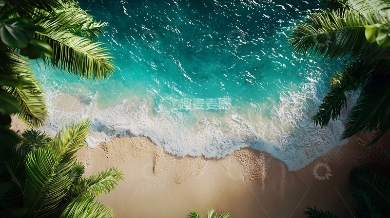 高清大图下载【趣麦麦图】热带海滩鸟瞰图