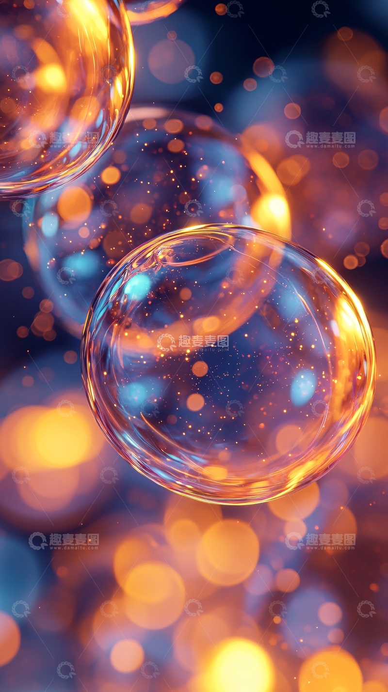 高清大图下载【趣麦麦图】晶莹剔透的玻璃球体悬浮