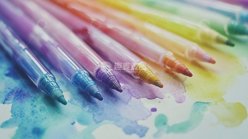 高清大图下载【趣麦麦图】彩色水彩笔特写