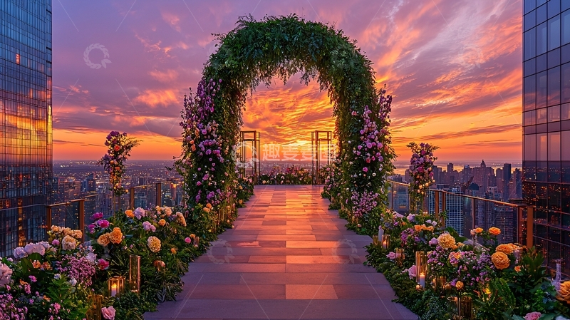 高清大图下载【趣麦麦图】高空婚礼仪式背景