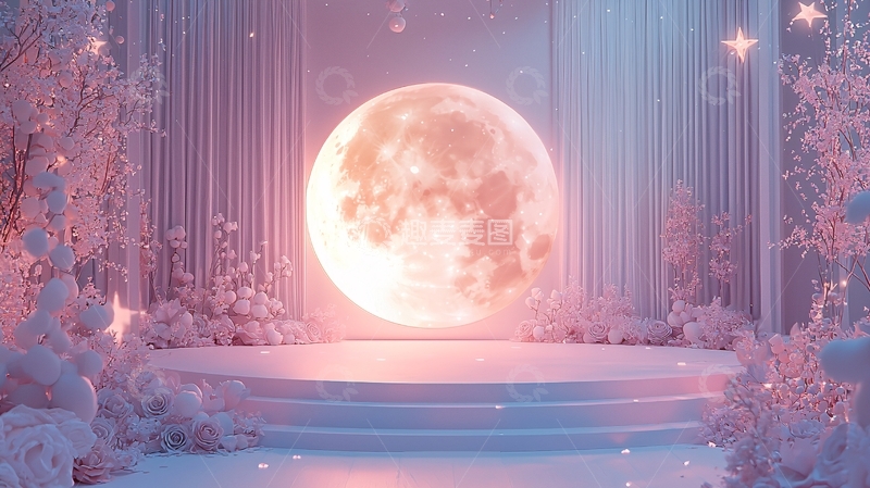高清大图下载【趣麦麦图】粉色月亮梦幻舞台
