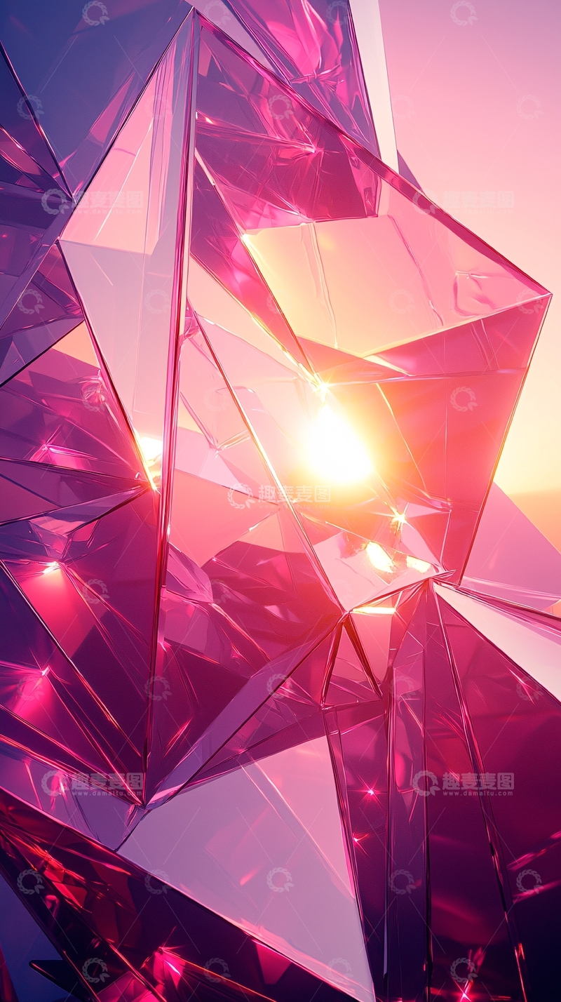 高清大图下载【趣麦麦图】紫红色水晶几何图形
