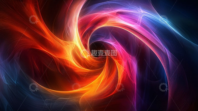 高清大图下载【趣麦麦图】彩色漩涡光线抽象背景