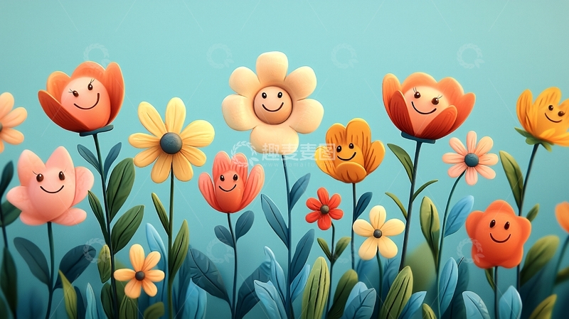 高清大图下载【趣麦麦图】卡通微笑花朵