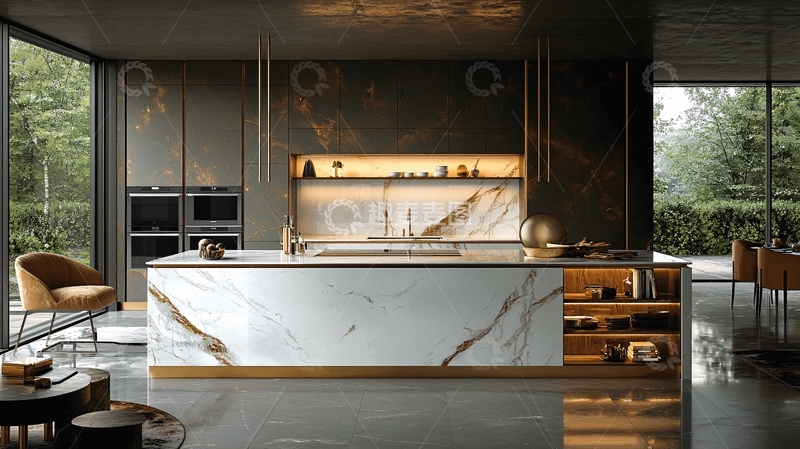 高清大图下载【趣麦麦图】现代奢华大理石厨房