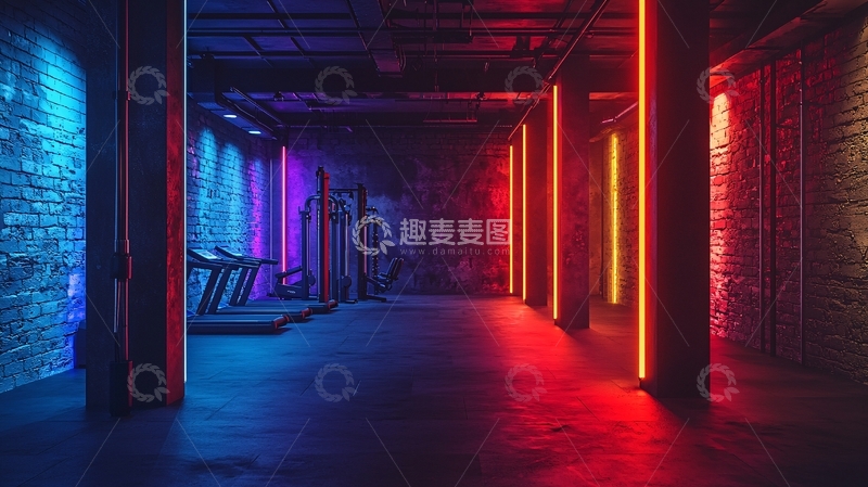 高清大图下载【趣麦麦图】-酷炫健身房灯光