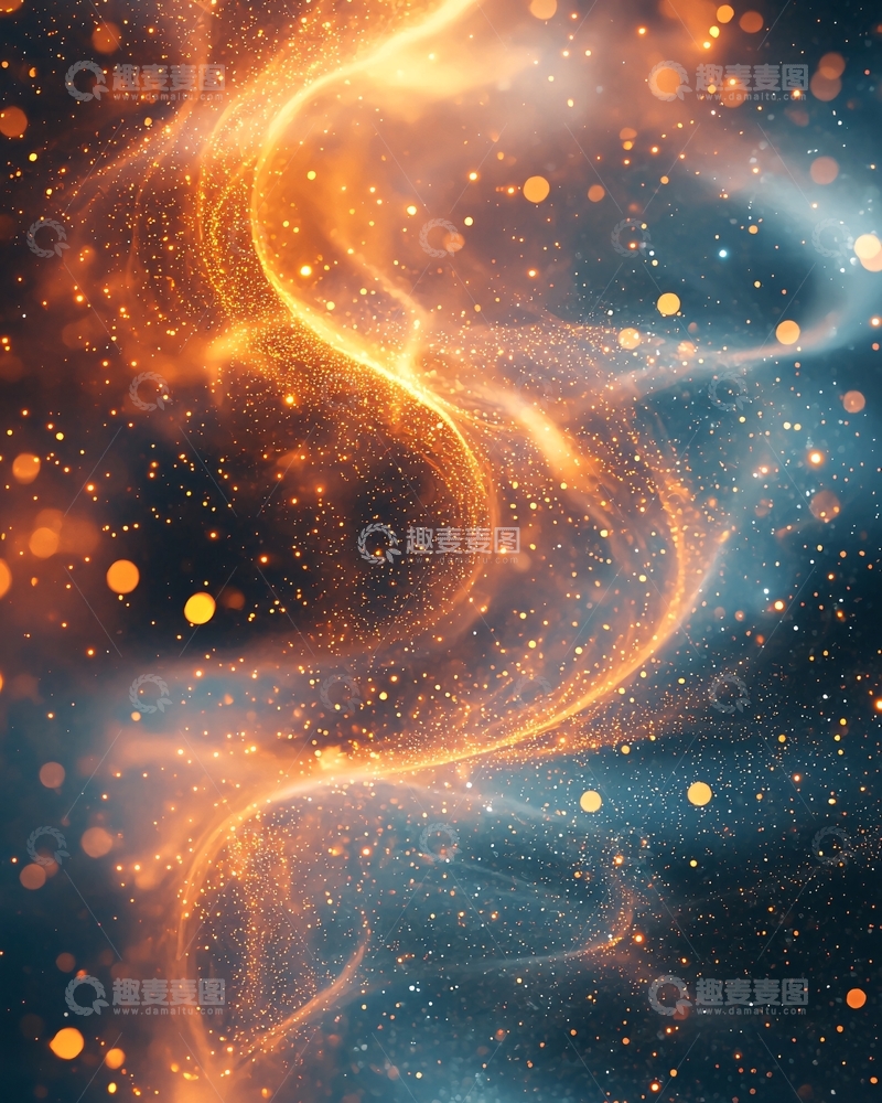 高清大图下载【趣麦麦图】橙色蓝色宇宙星云