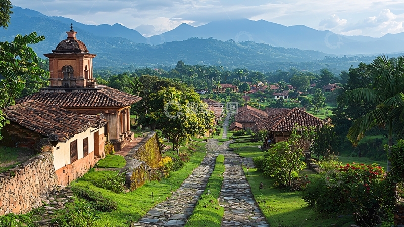 高清大图下载【趣麦麦图】乡村小路远眺山景