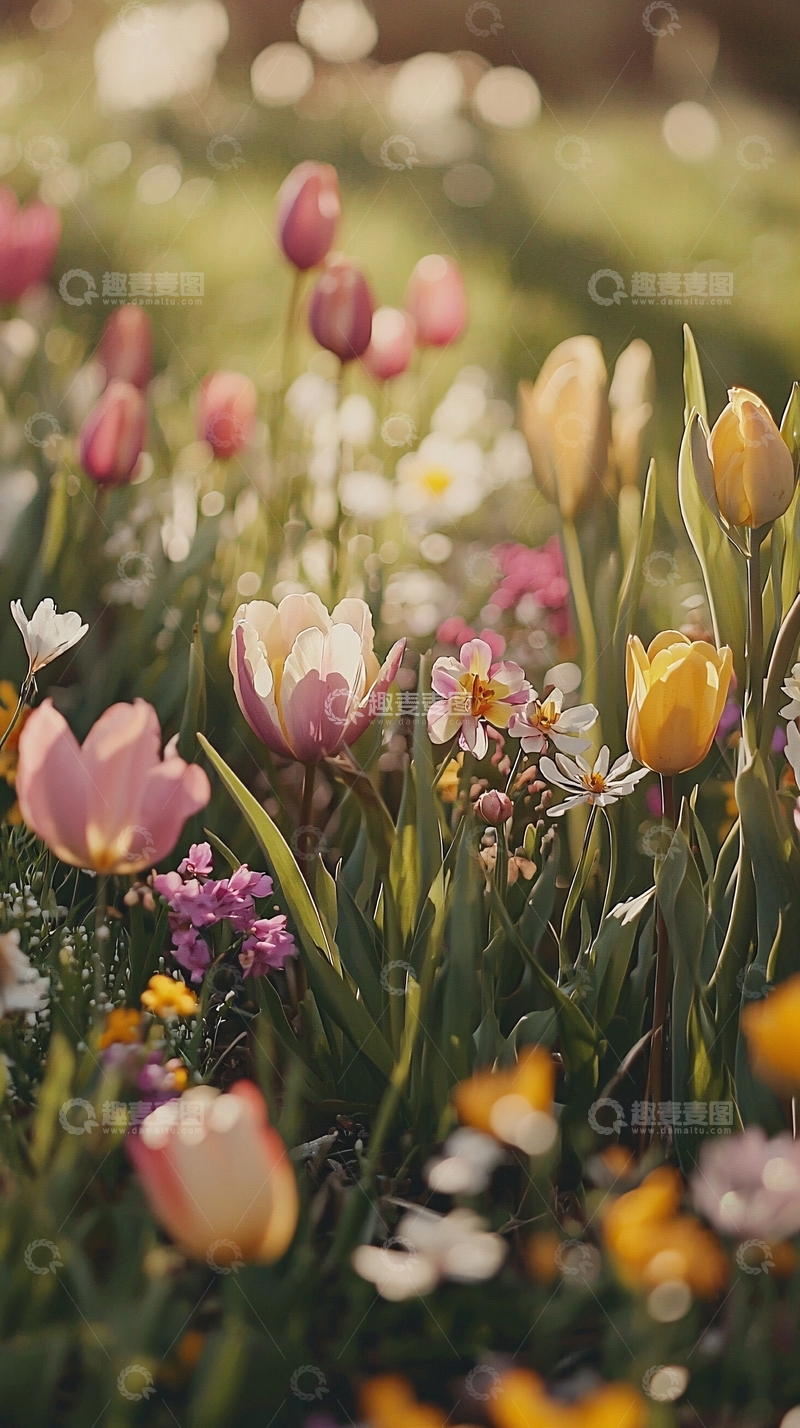 高清大图下载【趣麦麦图】阳光下的春日花园