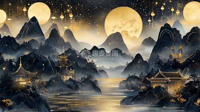 高清大图下载【趣麦麦图】水墨山水画220