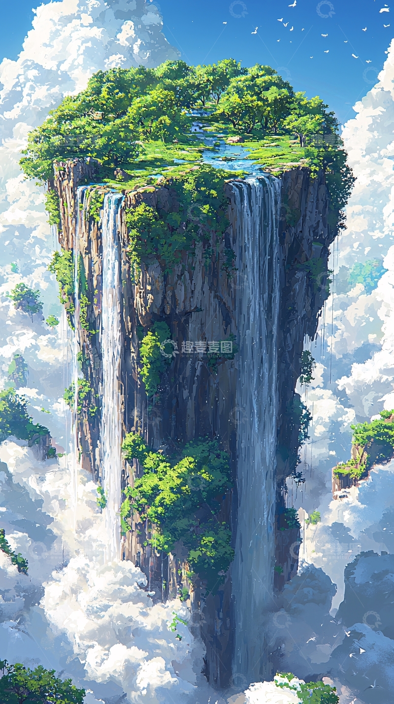 高清大图下载【趣麦麦图】云端上的绿色孤岛