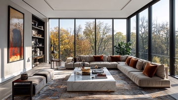 现代豪华客厅落地窗