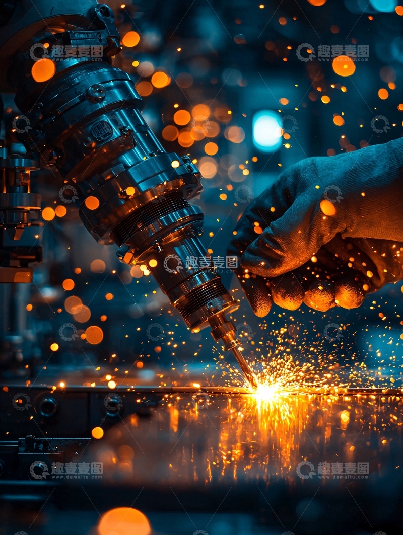 高清大图下载【趣麦麦图】焊接火花飞溅的特写