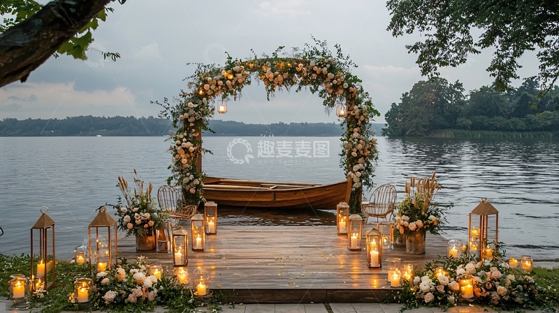 高清大图下载【趣麦麦图】浪漫湖畔婚礼场景