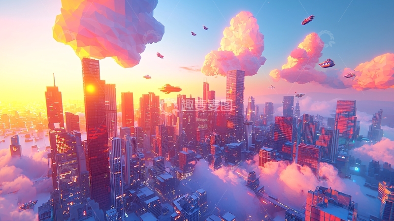 高清大图下载【趣麦麦图】云端城市