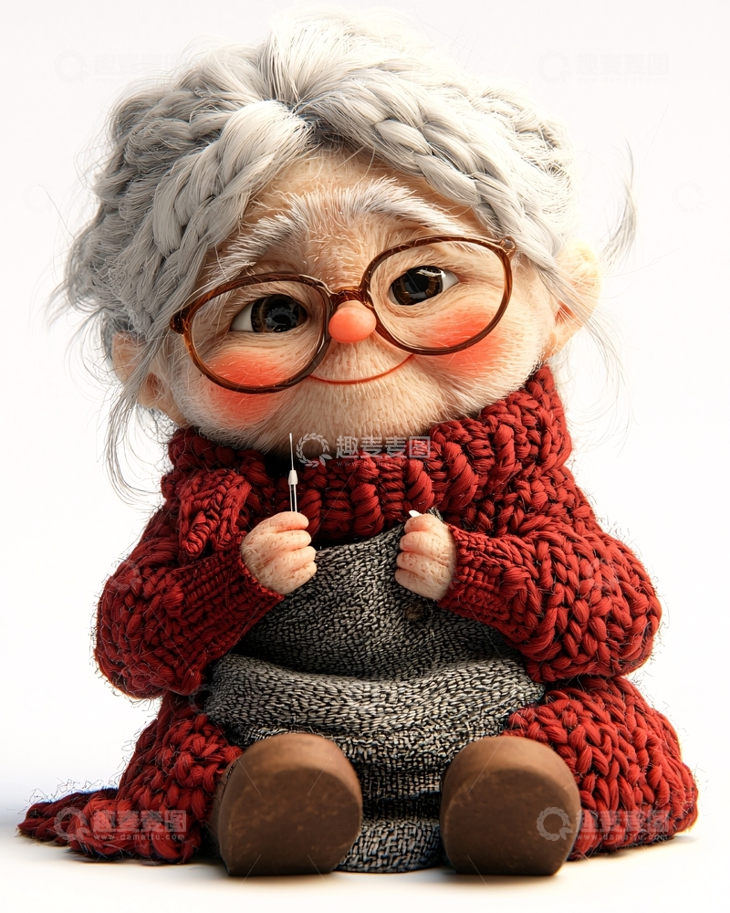 高清大图下载【趣麦麦图】可爱卡通老奶奶