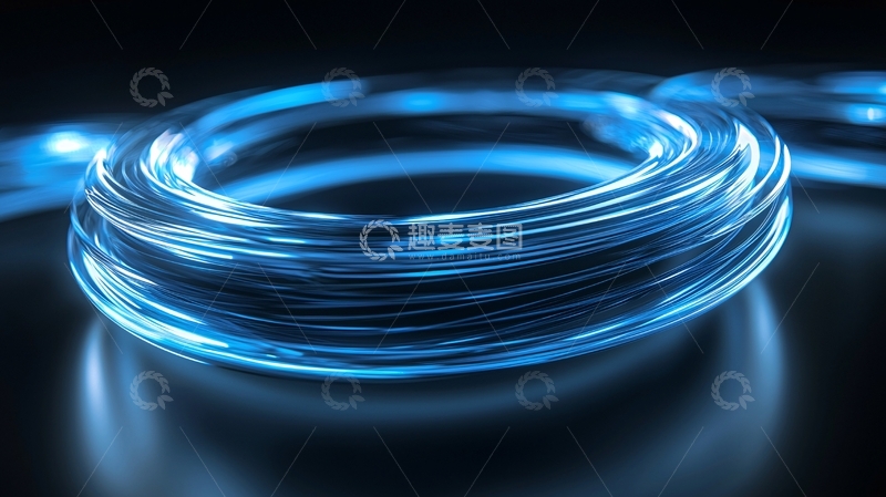 高清大图下载【趣麦麦图】蓝色光纤线圈