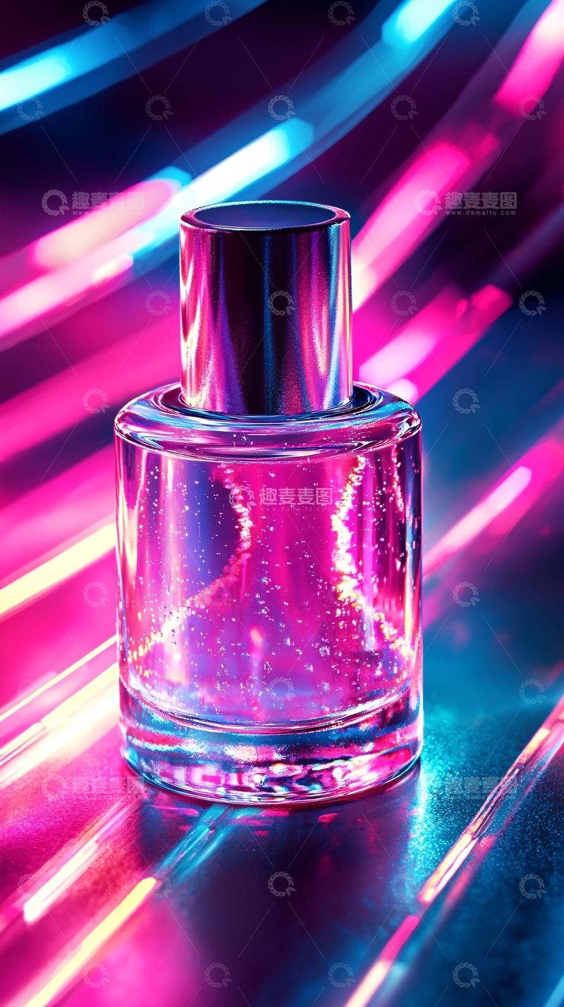 高清大图下载【趣麦麦图】炫彩光线下的香水瓶