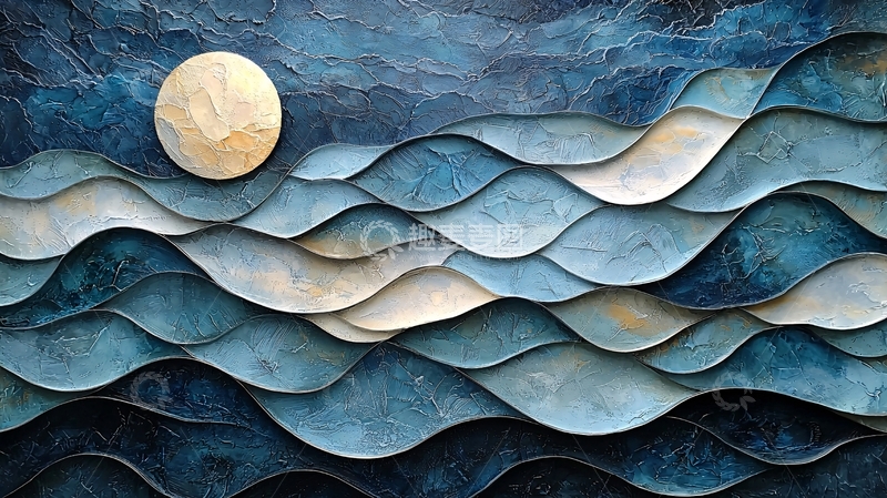 高清大图下载【趣麦麦图】蓝色大海月亮