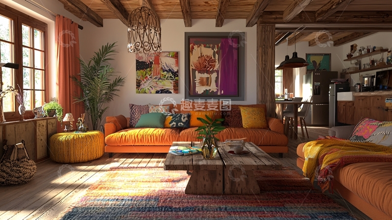 高清大图下载【趣麦麦图】温暖舒适的乡村客厅