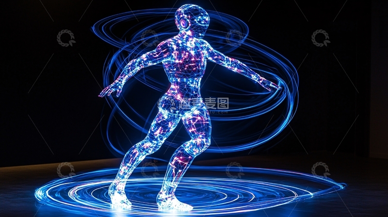 高清大图下载【趣麦麦图】赛博朋克风格的人体发光