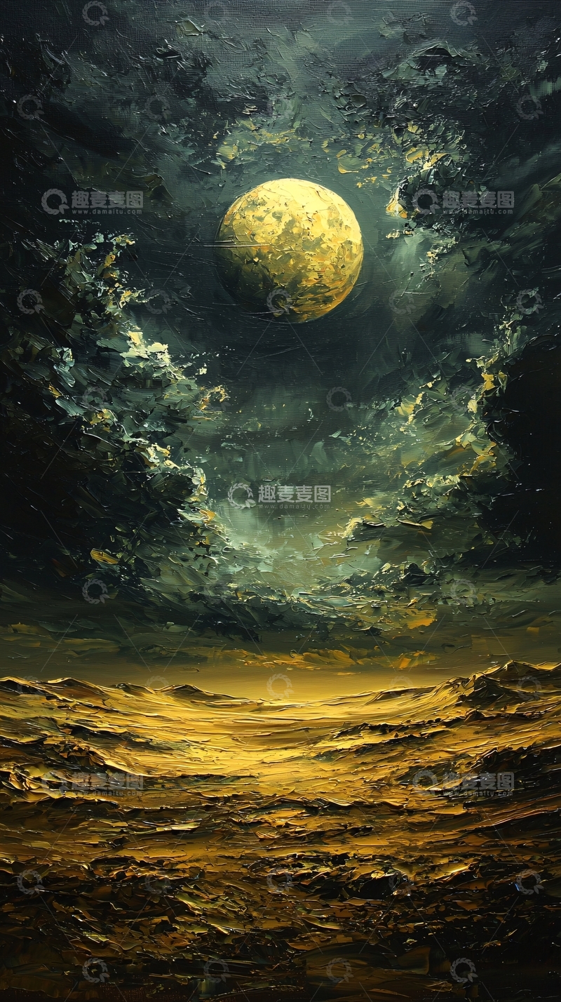 高清大图下载【趣麦麦图】夜空中的金色满月