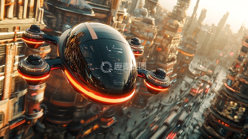 高清大图下载【趣麦麦图】未来城市飞行器