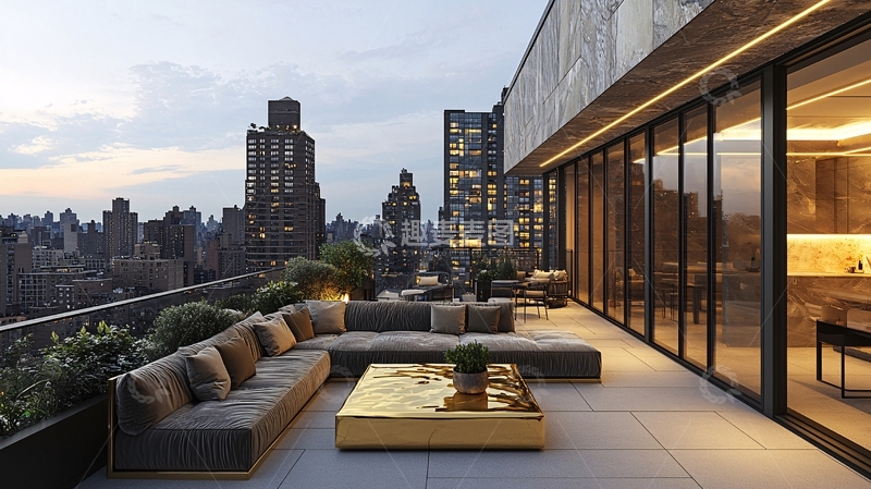 高清大图下载【趣麦麦图】纽约顶层公寓夜景