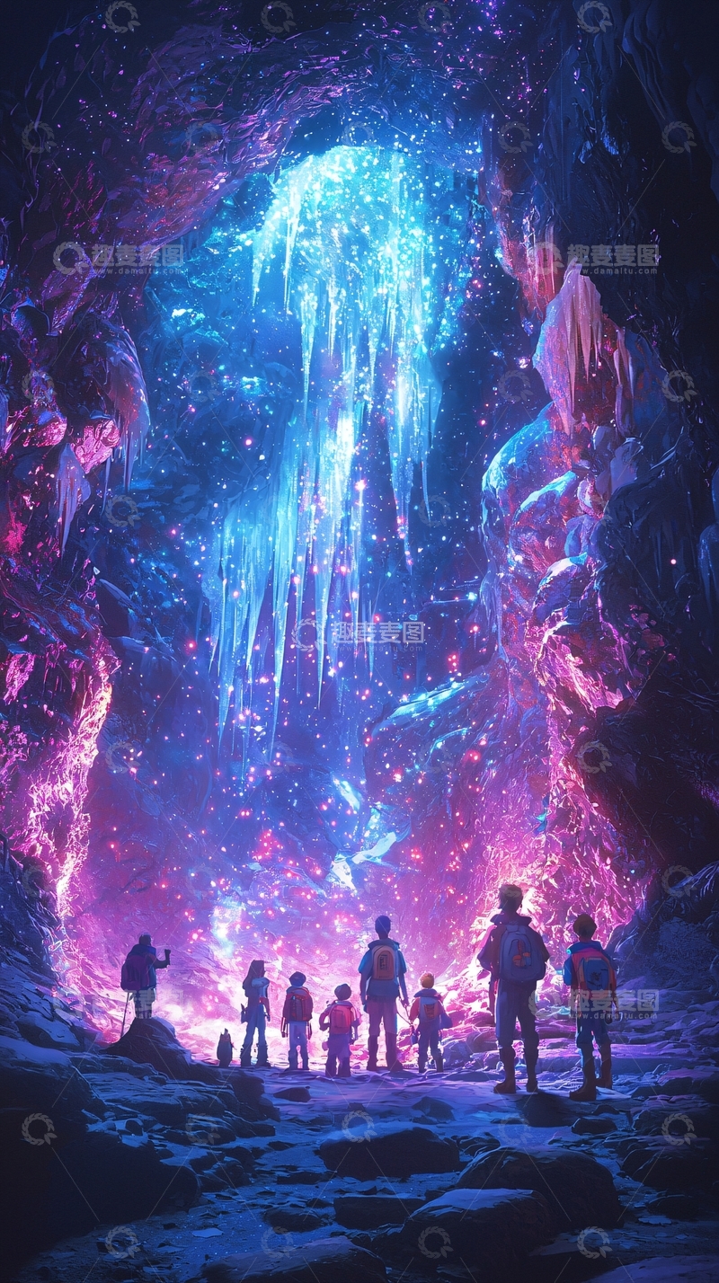 高清大图下载【趣麦麦图】梦幻般蓝色冰洞探险