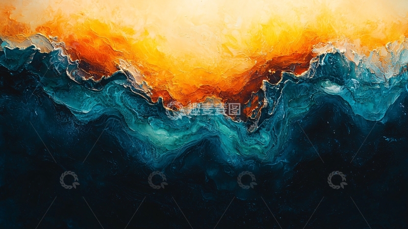 高清大图下载【趣麦麦图】抽象蓝色橙色波浪