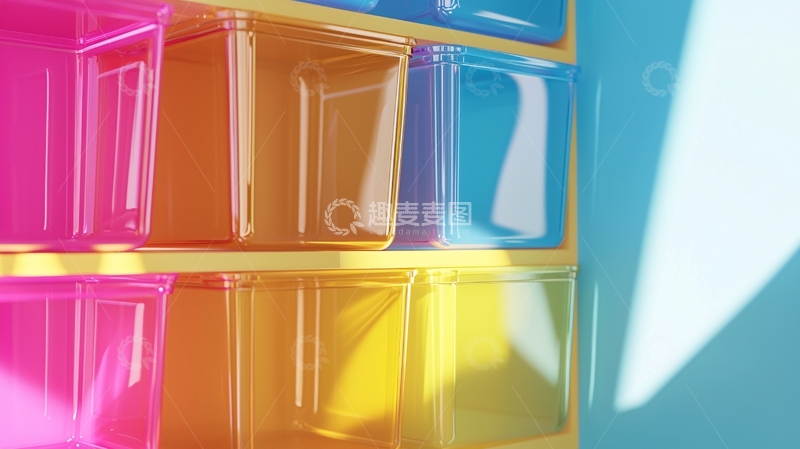 高清大图下载【趣麦麦图】彩色塑料收纳盒