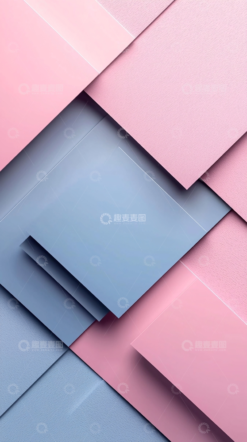 高清大图下载【趣麦麦图】粉蓝几何堆叠