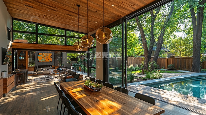 高清大图下载【趣麦麦图】现代简约风格木质餐厅