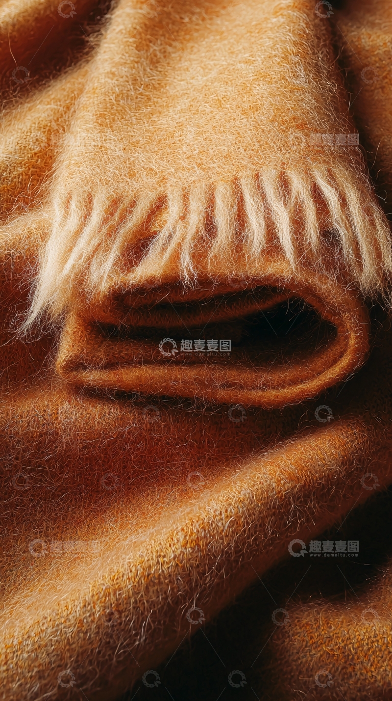 高清大图下载【趣麦麦图】棕色羊毛毯细节特写