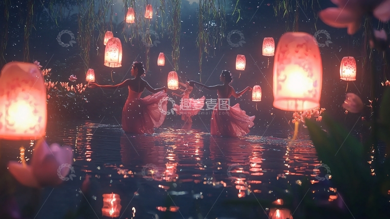 高清大图下载【趣麦麦图】梦幻唯美的水上芭蕾