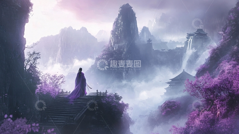 高清大图下载【趣麦麦图】仙境般梦幻山水画